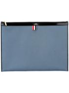 Thom Browne Flat Large Clutch, Men's, Blue, Polyester/leather
