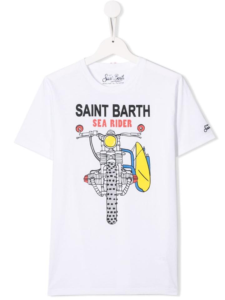 Mc2 Saint Barth Teen Motorcycle Logo Print T-shirt - White