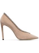 Jimmy Choo Pink Lilian 100 Crystal Suede Pumps - Pink & Purple