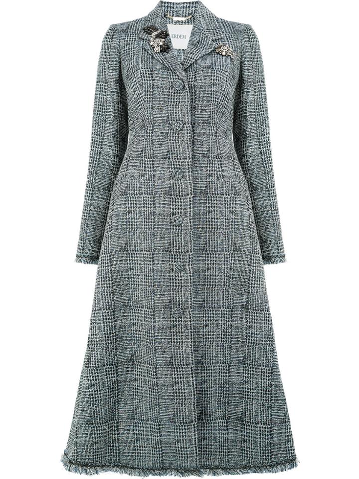 Erdem Long Tweed Coat - Blue