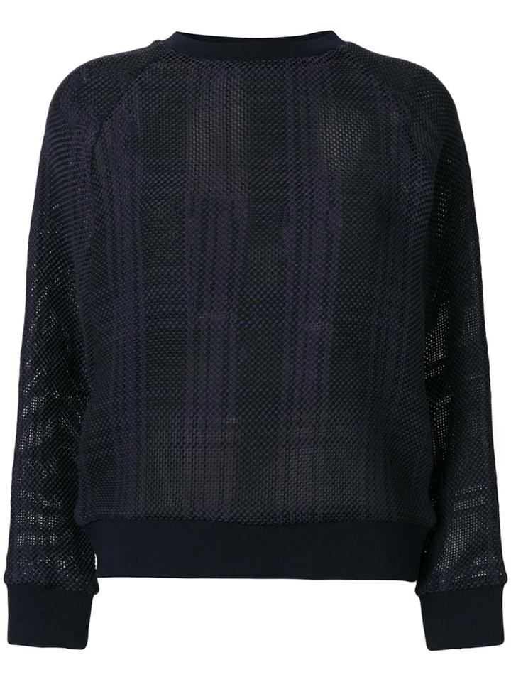 Mr & Mrs Italy Tartan Mesh Semi-sheer Jumper - Blue