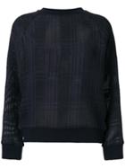Mr & Mrs Italy Tartan Mesh Semi-sheer Jumper - Blue