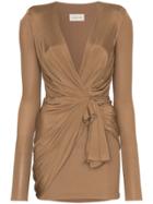 Alexandre Vauthier Wrap Mini Dress - Brown