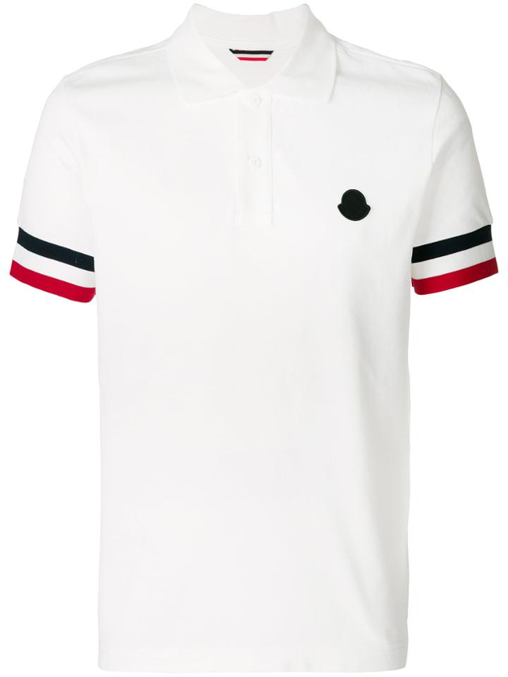 Moncler Tri-colour Trim Polo Shirt - White