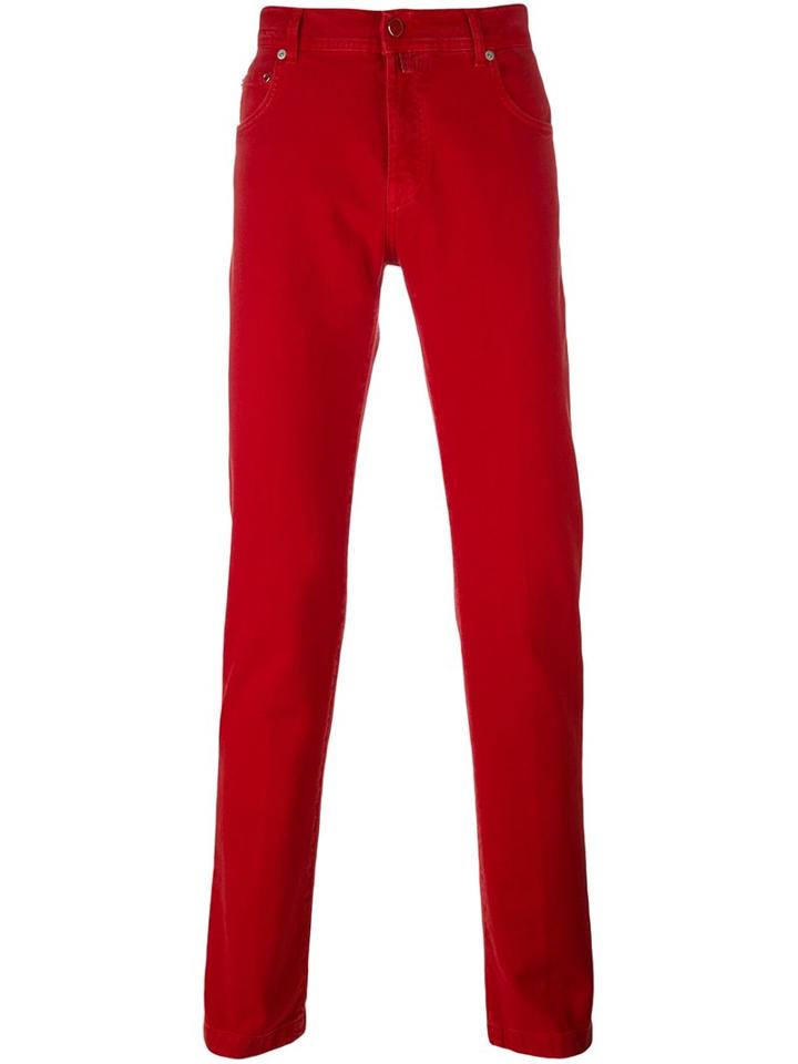 Kiton Straight Leg Jeans, Men's, Size: 31, Red, Cotton