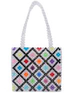 Susan Alexandra Geometric Beaded Tote - White