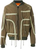 As65 Contrast Trim Bomber Jacket - Green