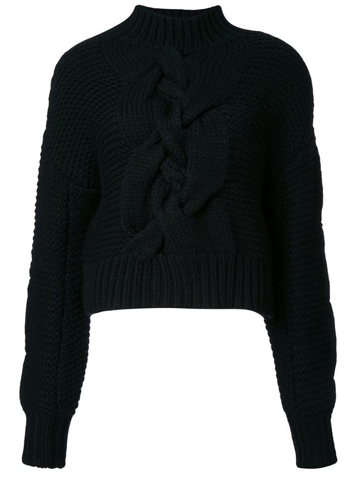 Le Ciel Bleu 'hand Cable' Knit Sweater, Women's, Size: 36, Black, Wool