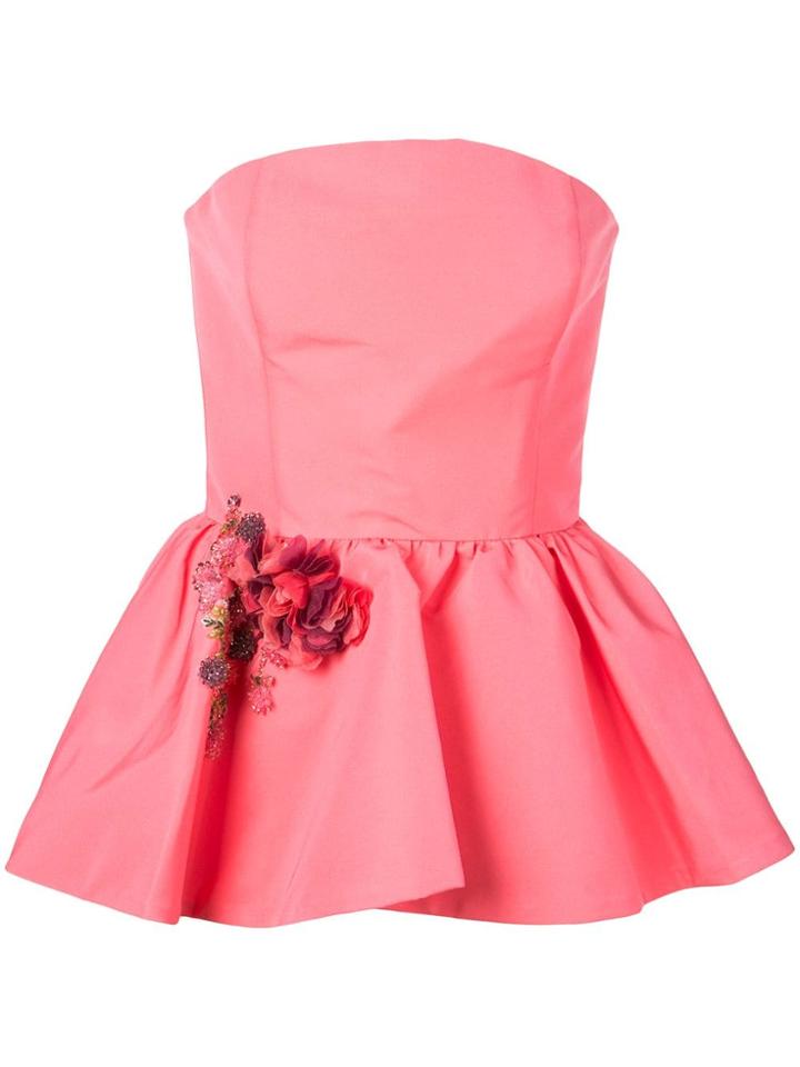 Marchesa Strapless Peplum Top - Pink