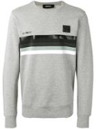 Diesel Striped Panel Sweatshirt, Men's, Size: Medium, Grey, Cotton