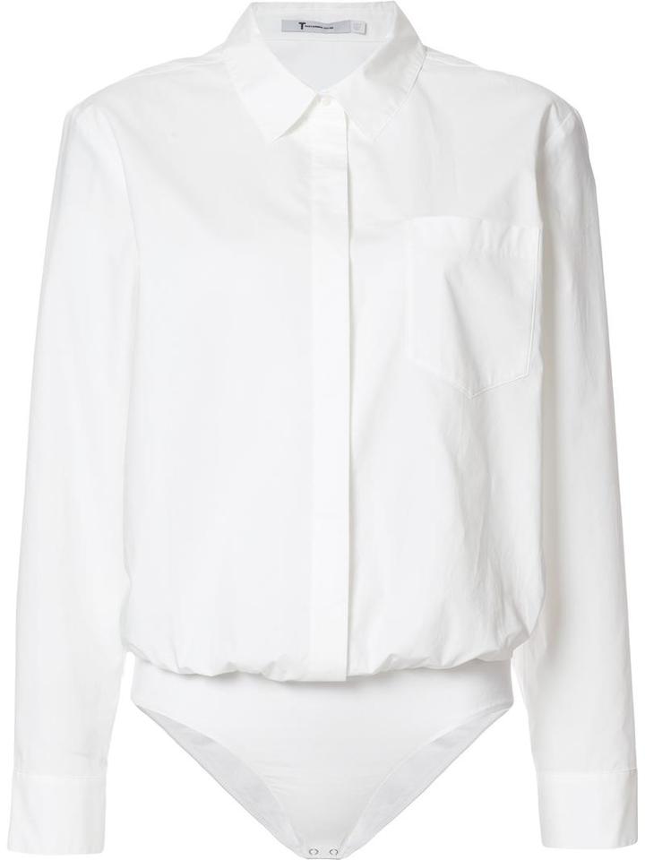 T By Alexander Wang Shirt Bodysuit, Women's, Size: 2, White, Cotton/spandex/elastane/modal