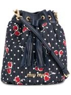 Miu Miu Cherry Print Bucket Bag - Blue