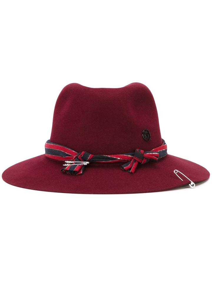 Maison Michel Fedora Hat, Women's, Size: Medium, Pink/purple, Cotton/rabbit Fur/polyester/wool