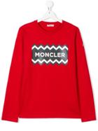 Moncler Kids Logo Print Jersey Sweater - Red