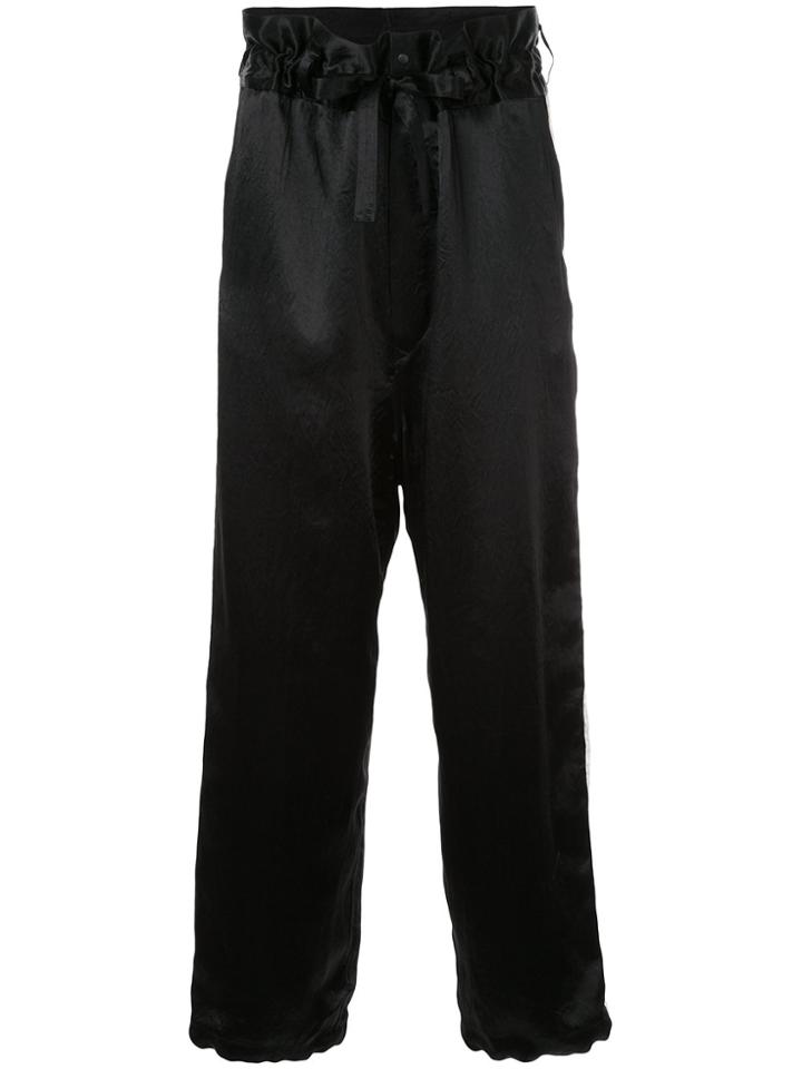 Sasquatchfabrix. Elastic Waist Satin Trousers - Black