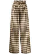 House Of Sunny Houndstooth Print Trousers - Brown