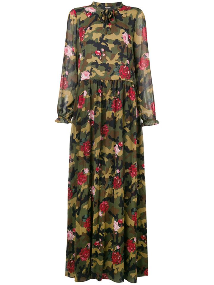 Twin-set Floral Camo Maxi Dress - Green