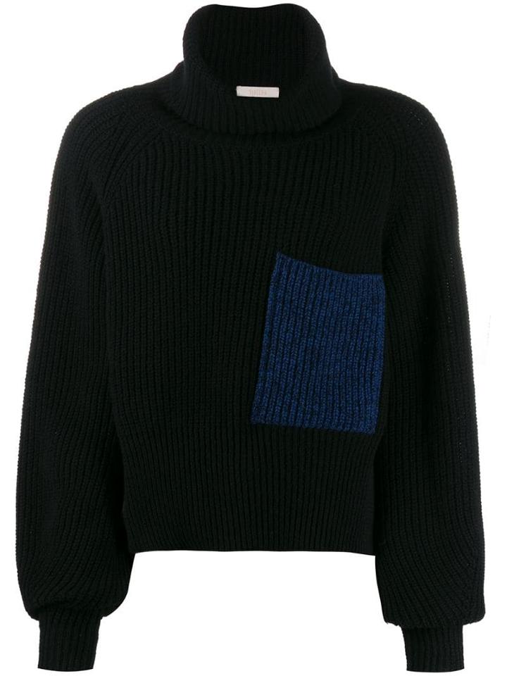 Ssheena Ribbed Knit Roll Neck Sweater - Black