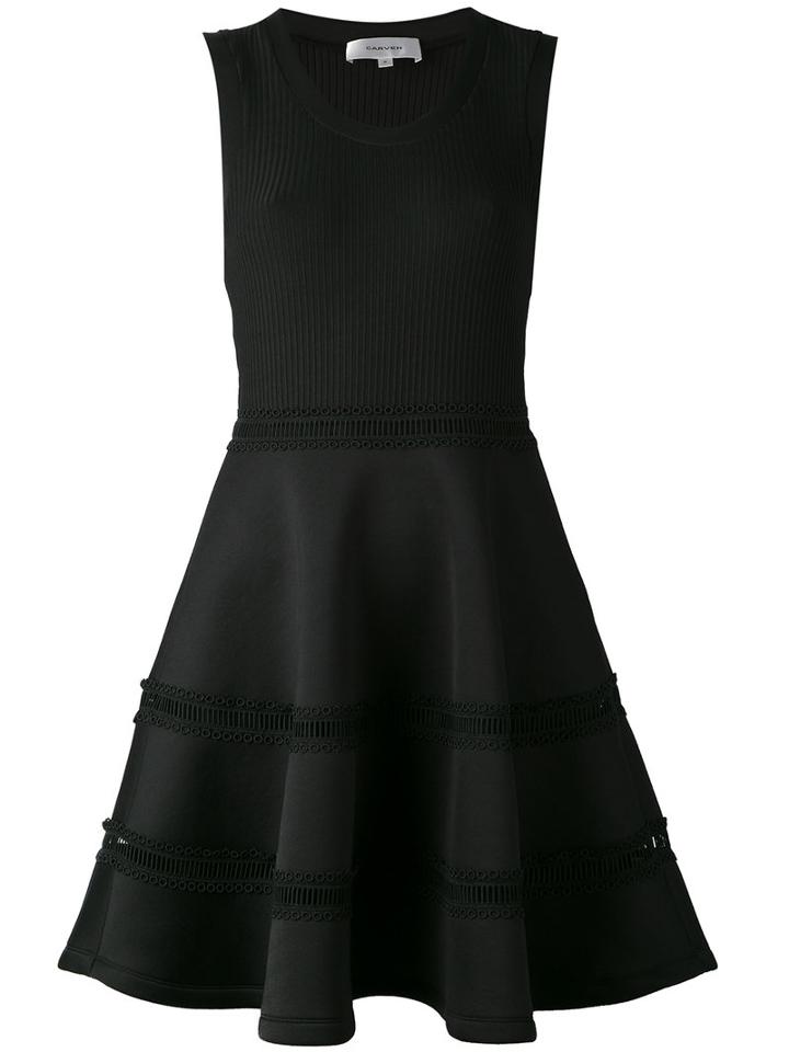 Carven - Sleeveless Ribbed Skater Dress - Women - Polyester/spandex/elastane - L, Black, Polyester/spandex/elastane