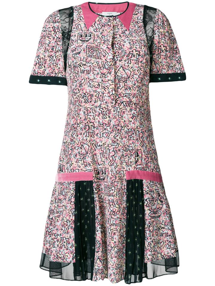 Coach X Keith Haring Pleated Dress - Pink & Purple