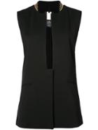Thomas Wylde Stud Collar Deep Cut Sleeveless Jacket - Black
