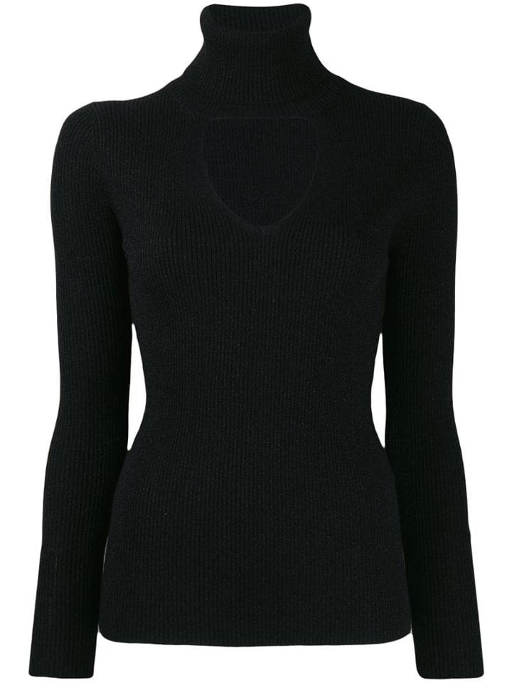 P.a.r.o.s.h. Turtleneck Sweatshirt With Cut Out Detail - Black