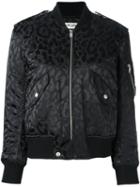 Saint Laurent Leopard Print Bomber Jacket, Women's, Size: 38, Black, Cotton/polyamide/polypropylene/wool