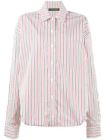 Y / Project Striped Double Collar Oversized Shirt - Red