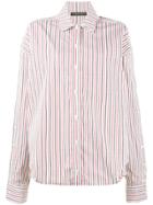 Y / Project Striped Double Collar Oversized Shirt - Red