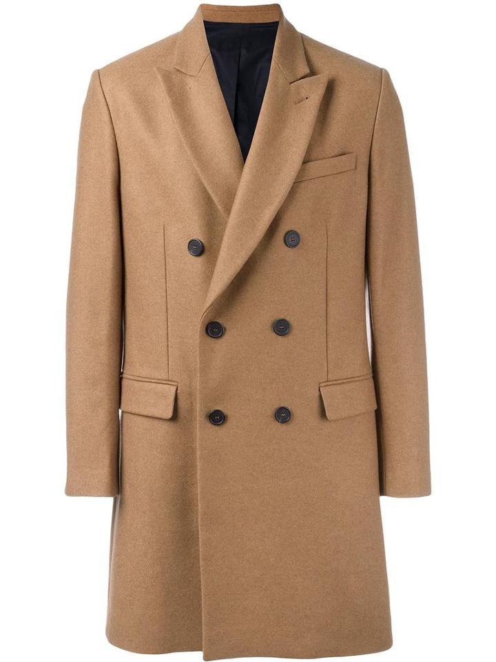 Ami Alexandre Mattiussi Double Breasted Coat, Men's, Size: 44, Nude/neutrals, Polyamide/wool/cotton/acetate