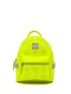Mcm Logo Print Backpack - Yellow