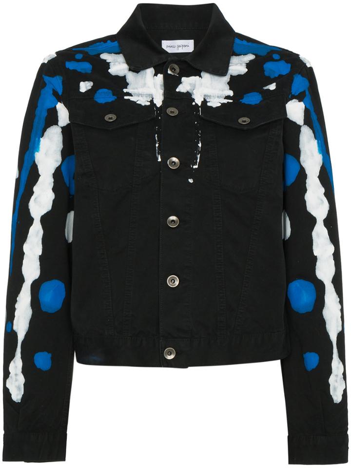 Mirco Gaspari Black Paint Splattered Denim Jacket