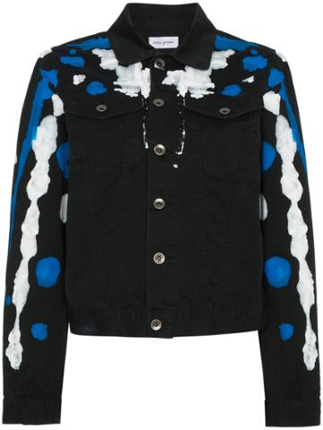 Mirco Gaspari Black Paint Splattered Denim Jacket