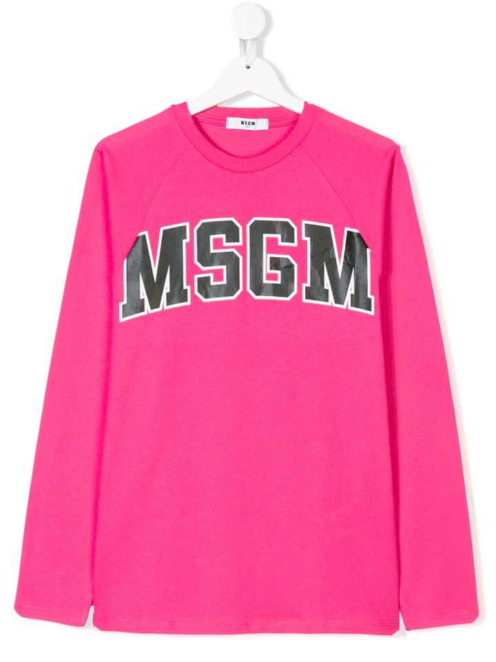 Msgm Kids Logo Tee - Pink & Purple