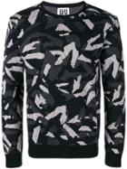 Les Hommes Urban Camouflage Pattern Sweater - Black