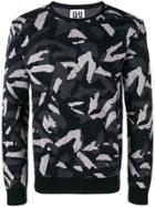Les Hommes Urban Camouflage Pattern Sweater - Black