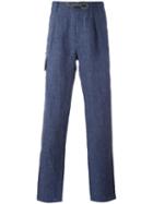 Brunello Cucinelli Loose Fit Trousers, Men's, Size: 50, Blue, Linen/flax/cotton/viscose