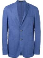 Corneliani Two Button Blazer, Men's, Size: 50, Blue, Linen/flax/cupro/viscose