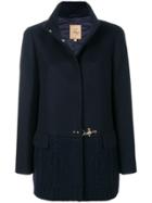 Fay Contrast Knitted Coat - Black