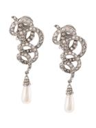 Oscar De La Renta Pear Drop Crystal Earrings - Silver