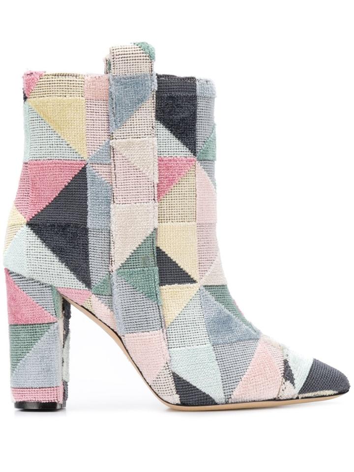 Bams Geometric Pattern Ankle Boots - Black