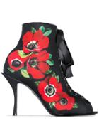 Dolce & Gabbana Black 90 Floral Print Lace-up Stretch Jersey Ankle
