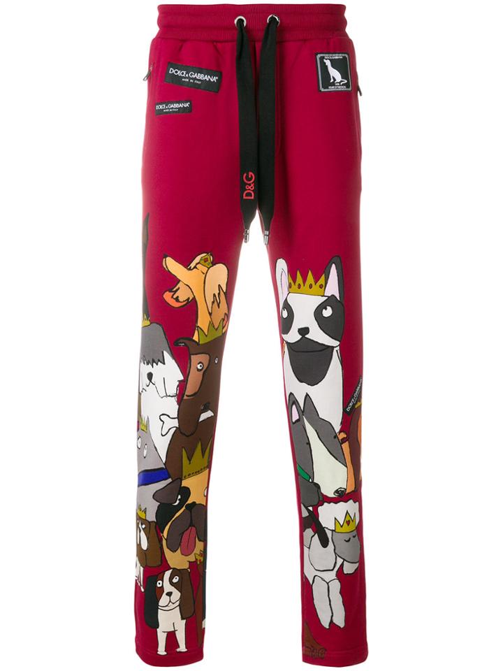 Dolce & Gabbana Dog Print Sweatpants - Red