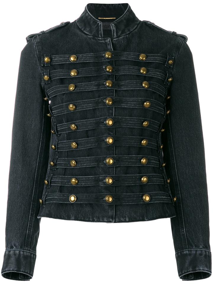 Saint Laurent Officer Military Denim Jacket - Black