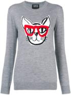 Markus Lupfer Natalie Intarsia Geek Cat Sweater - Grey