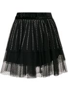 Philipp Plein Crystal Embellished Lace Skirt - Black