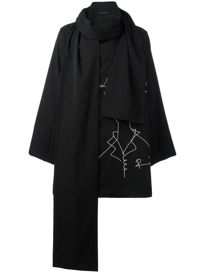 Yohji Yamamoto Asymmetric Stole Coat, Men's, Size: 3, Black, Cupro/rayon/wool