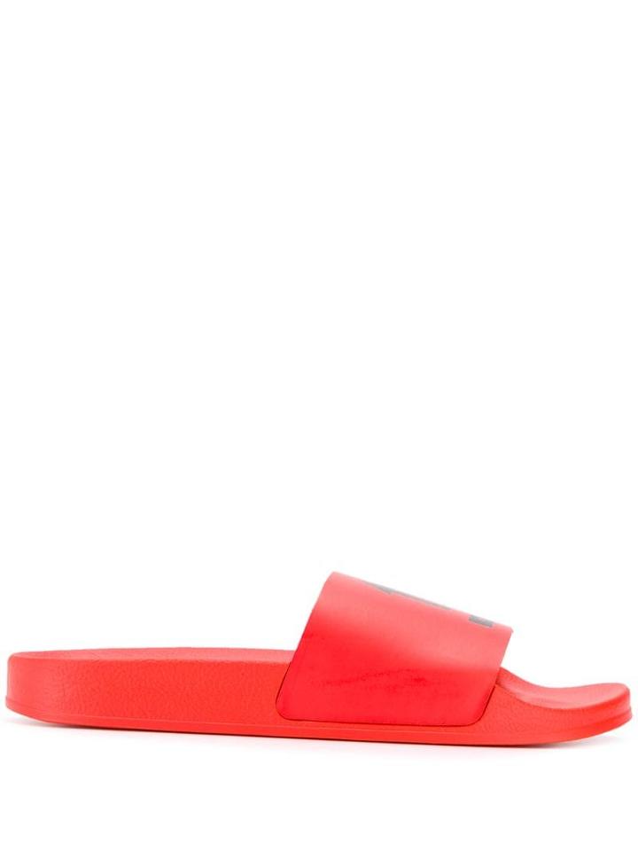 Off-white Logo Pool Slides - Red