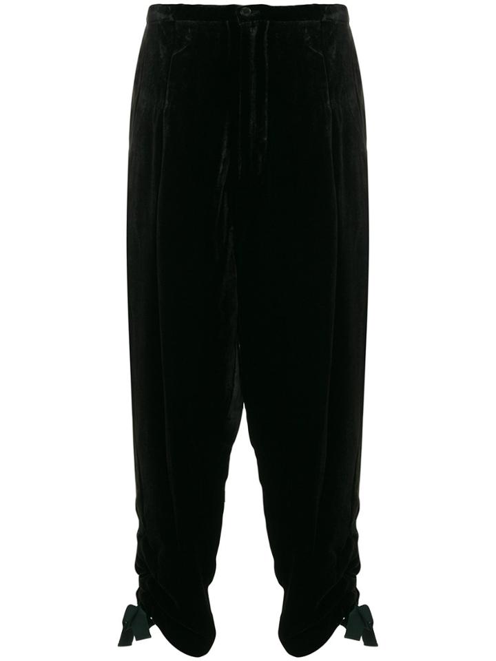 Toga Drop Crotch Trousers With Tie Cuffs - Black