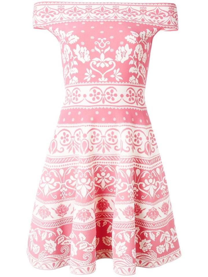 Alexander Mcqueen Floral Jacquard Mini Dress, Women's, Size: Small, Pink/purple, Viscose/polyester/polyamide/spandex/elastane